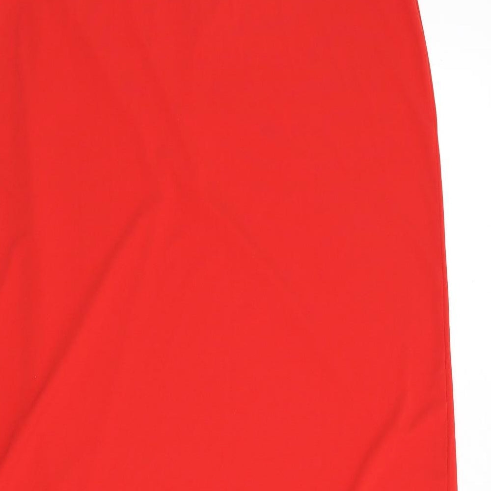 Zara Womens Red Polyester A-Line Skirt Size S - Slit, Chain
