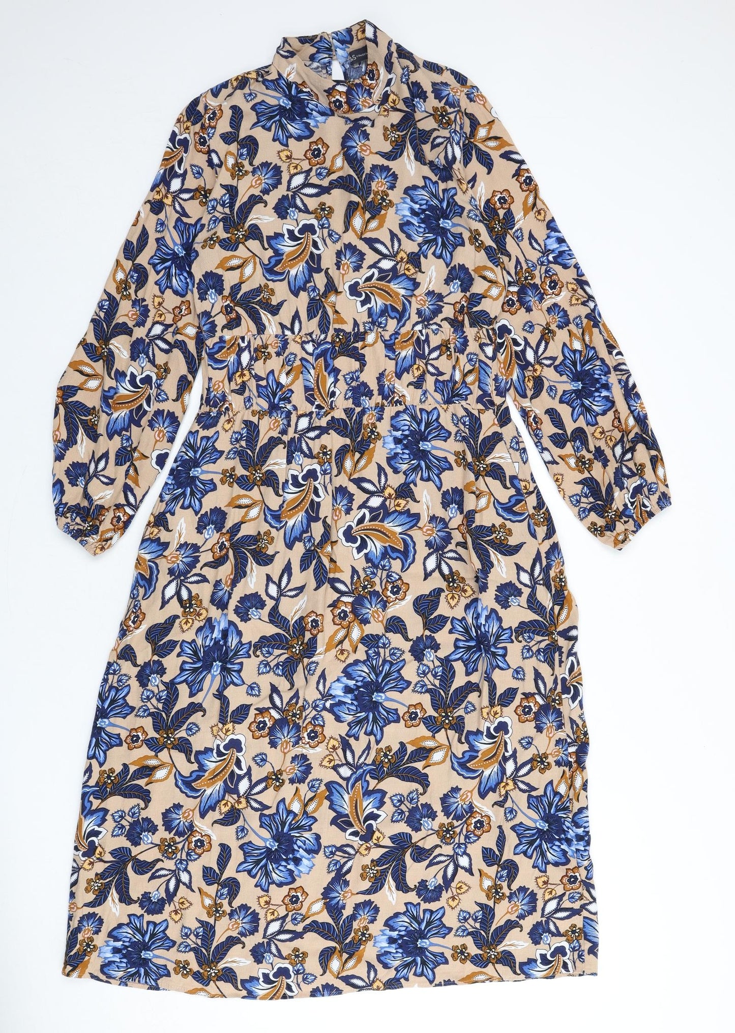 Marks and Spencer Womens Multicoloured Floral Viscose A-Line Size 10 Round Neck Button
