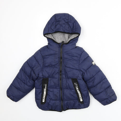 DKNY Boys Blue Puffer Jacket Coat Size 5-6 Years Zip