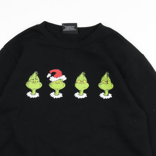 The Grinch Mens Black Polyester Pullover Sweatshirt Size L