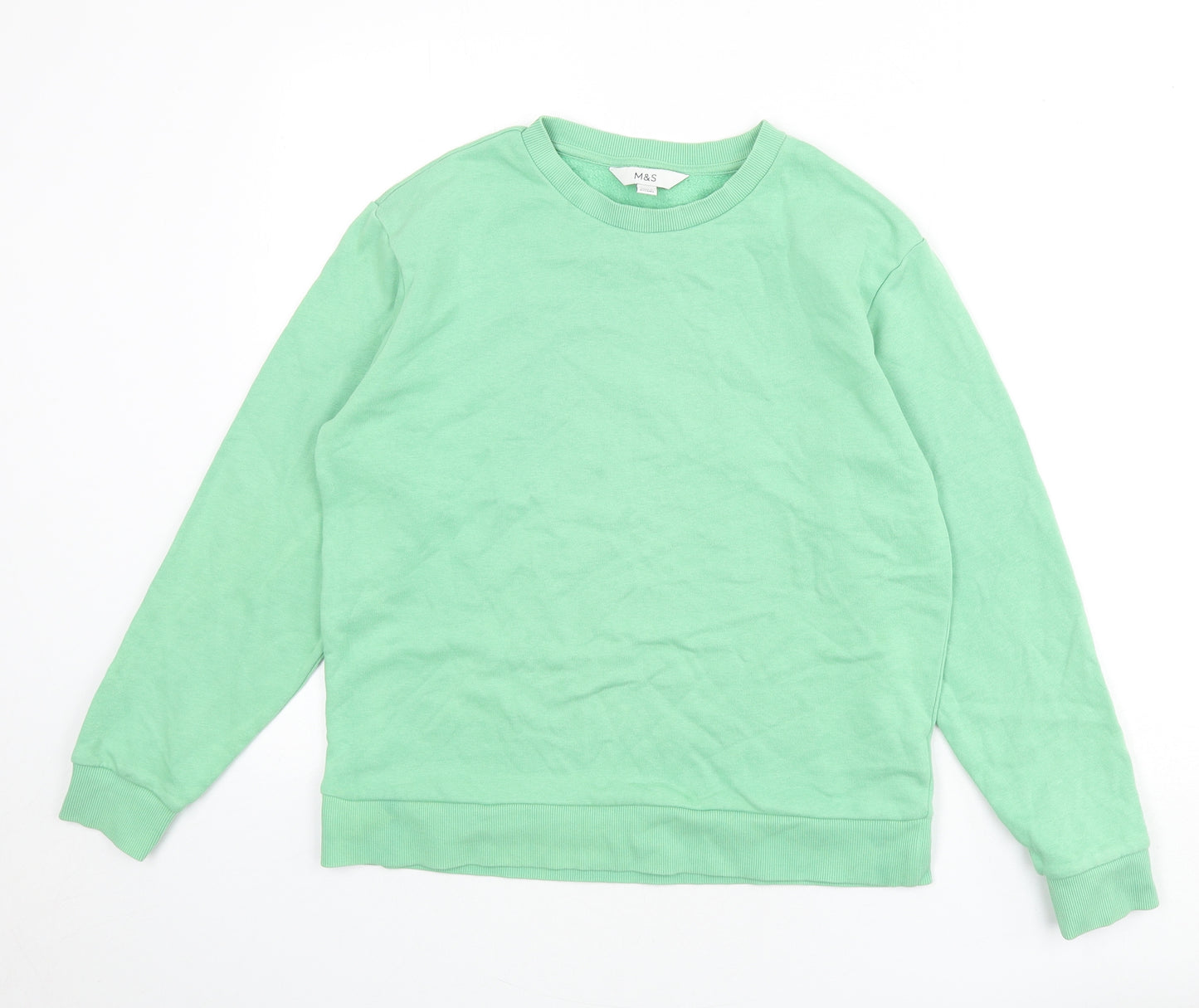 Marks and Spencer Womens Green Cotton Pullover Sweatshirt Size S Pullover