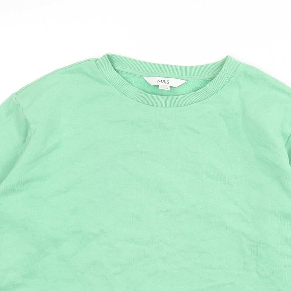 Marks and Spencer Womens Green Cotton Pullover Sweatshirt Size S Pullover
