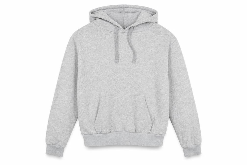Front view of Divided by H&M women’s grey cotton pullover hoodie, size S, pullover