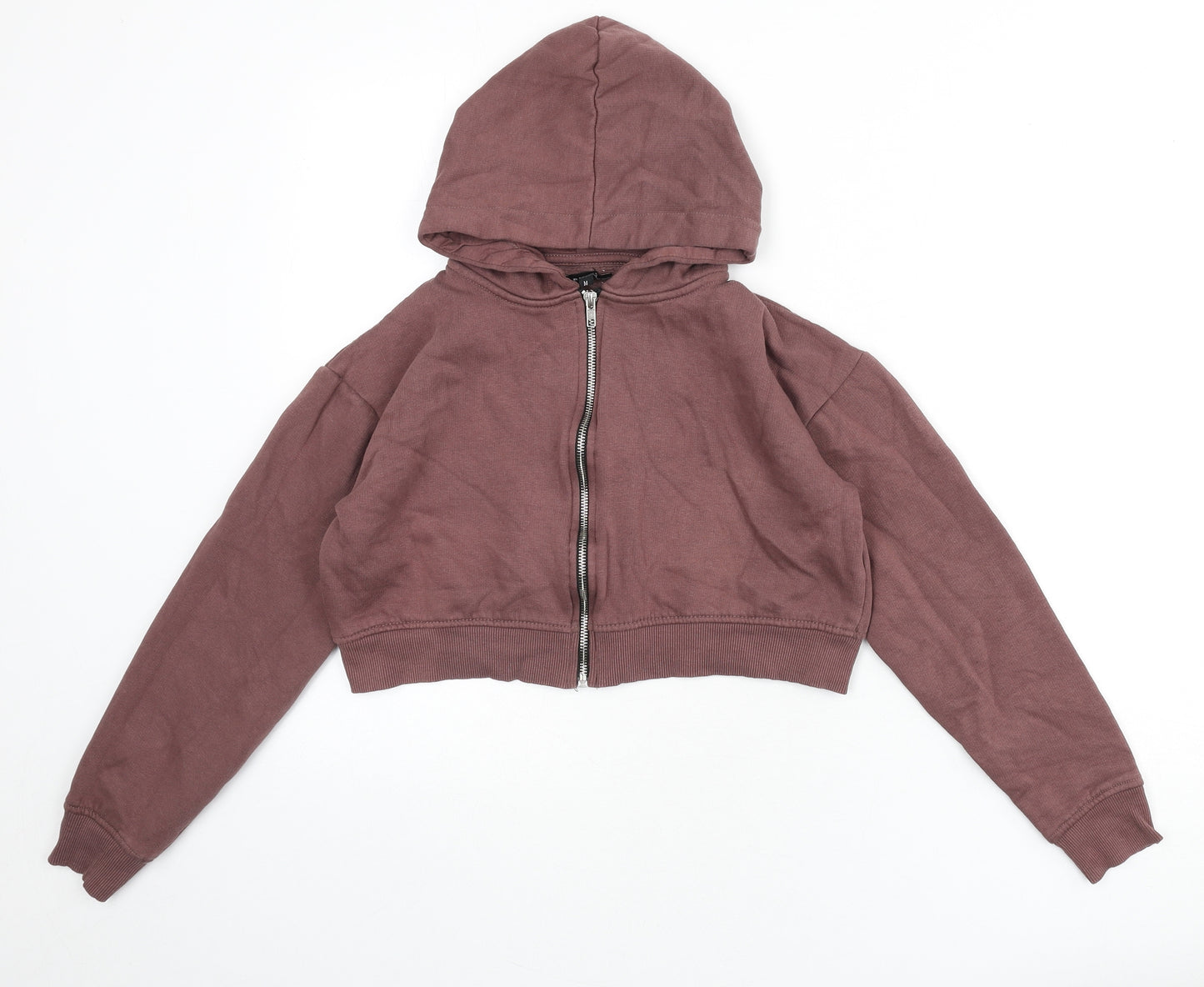 Rising Womens Brown Cotton Full Zip Hoodie Size M Zip - Cropped