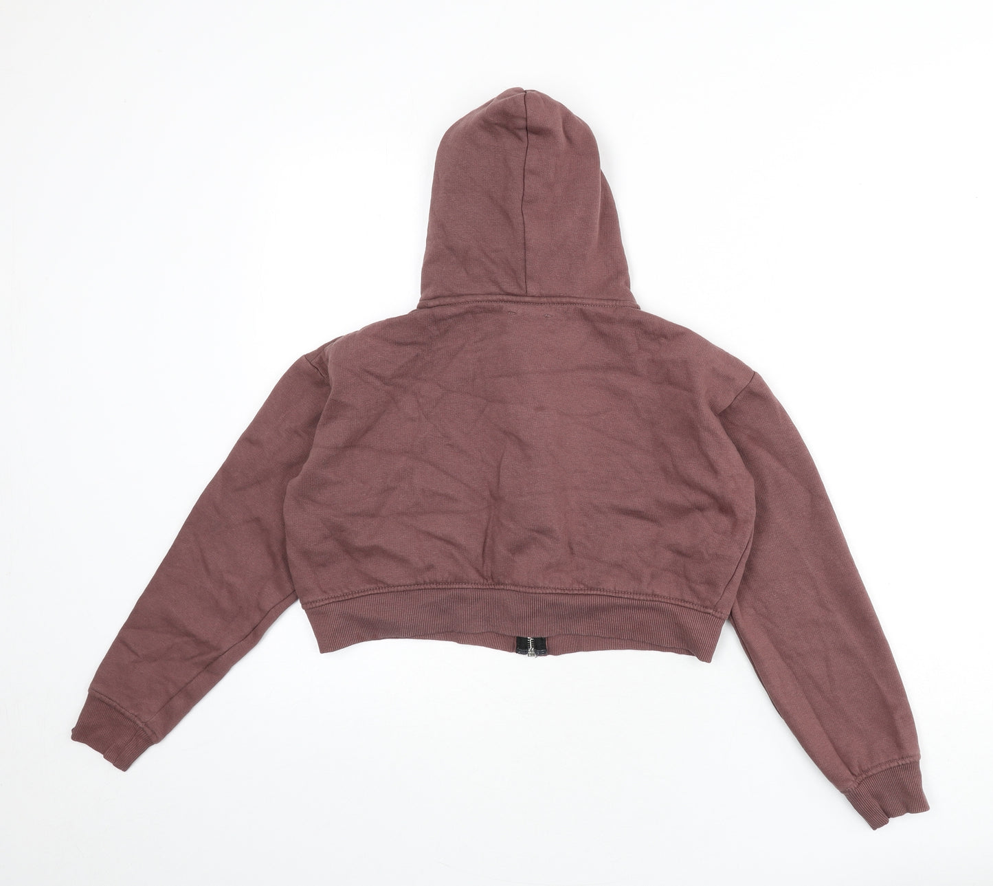 Rising Womens Brown Cotton Full Zip Hoodie Size M Zip - Cropped