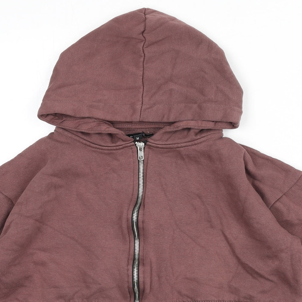 Rising Womens Brown Cotton Full Zip Hoodie Size M Zip - Cropped