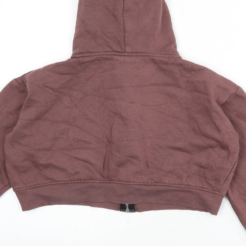 Rising Womens Brown Cotton Full Zip Hoodie Size M Zip - Cropped