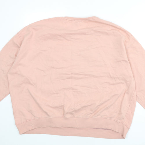New Look Womens Pink Cotton Pullover Sweatshirt Size L Pullover - Self Love Club