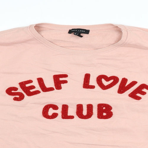New Look Womens Pink Cotton Pullover Sweatshirt Size L Pullover - Self Love Club