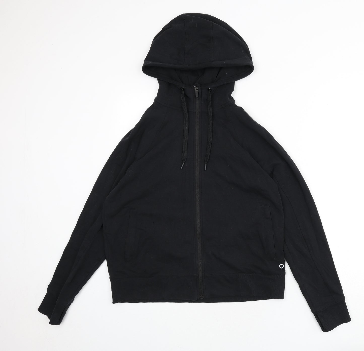 GOODMOVE Womens Black Cotton Full Zip Hoodie Size 14 Zip