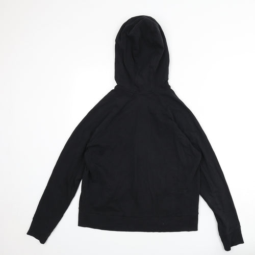 GOODMOVE Womens Black Cotton Full Zip Hoodie Size 14 Zip