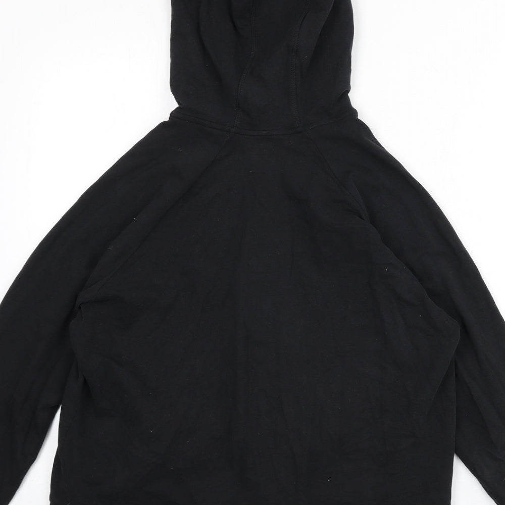 GOODMOVE Womens Black Cotton Full Zip Hoodie Size 14 Zip