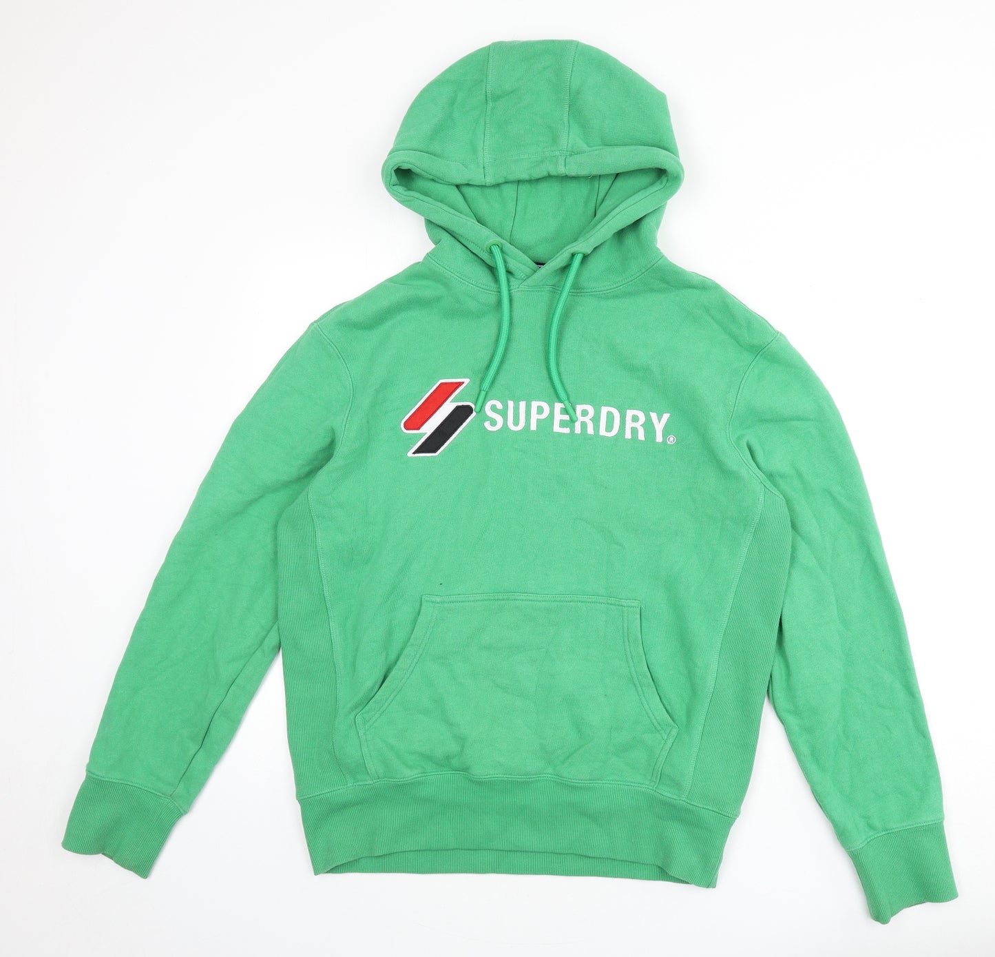 Superdry Mens Green Cotton Pullover Hoodie Size M