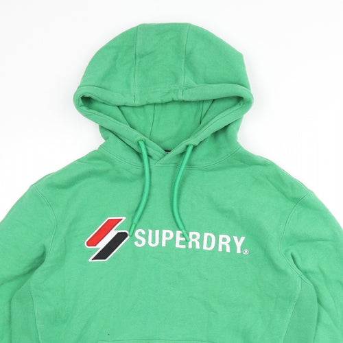 Superdry Mens Green Cotton Pullover Hoodie Size M