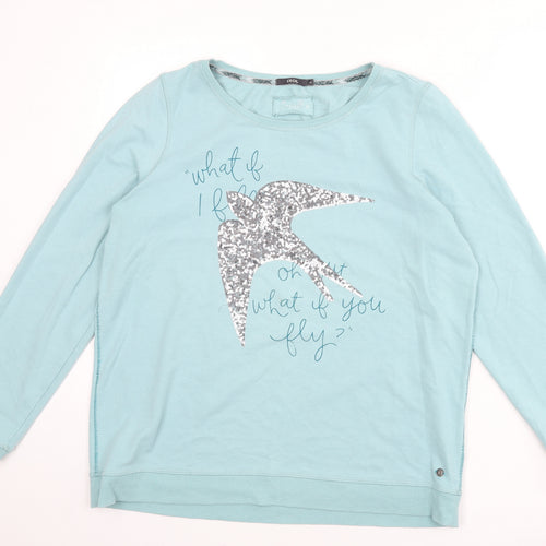 Cecil Womens Blue Cotton Pullover Sweatshirt Size L Pullover - Slogan, Bird