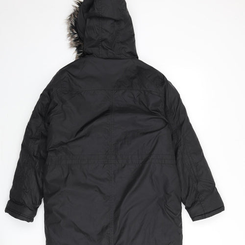 Smart Start Boys Black Parka Coat Size 10-11 Years Zip