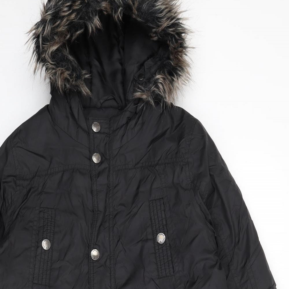 Smart Start Boys Black Parka Coat Size 10-11 Years Zip