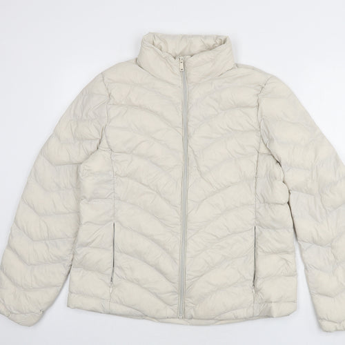 Marks and Spencer Womens Ivory Puffer Jacket Coat Size 14 Zip
