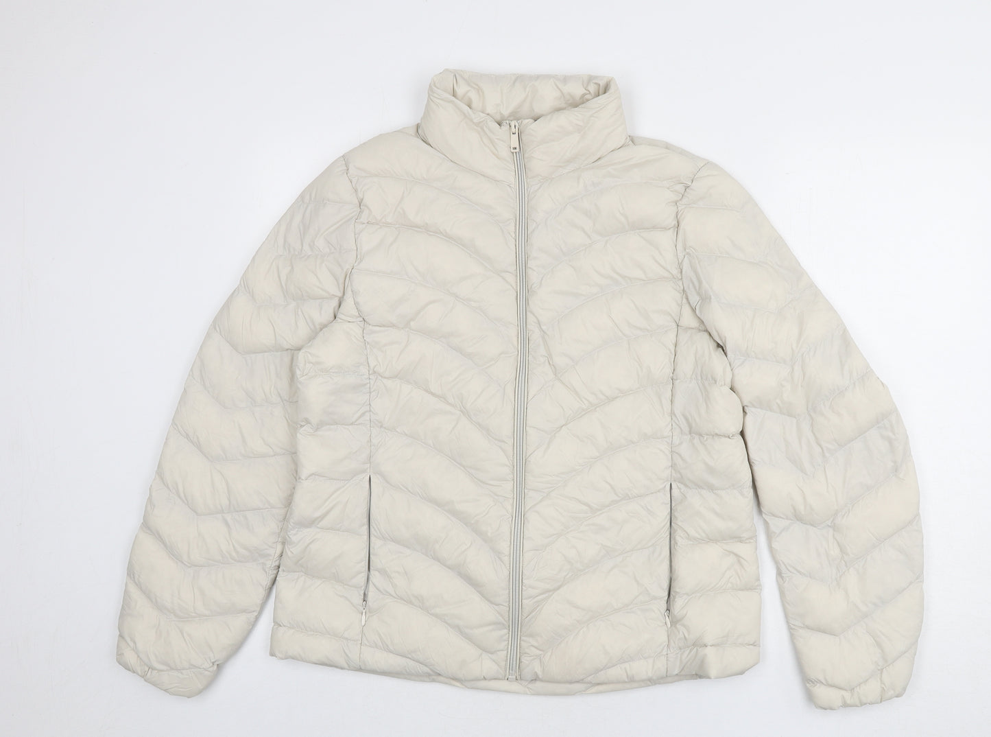 Marks and Spencer Womens Ivory Puffer Jacket Coat Size 14 Zip