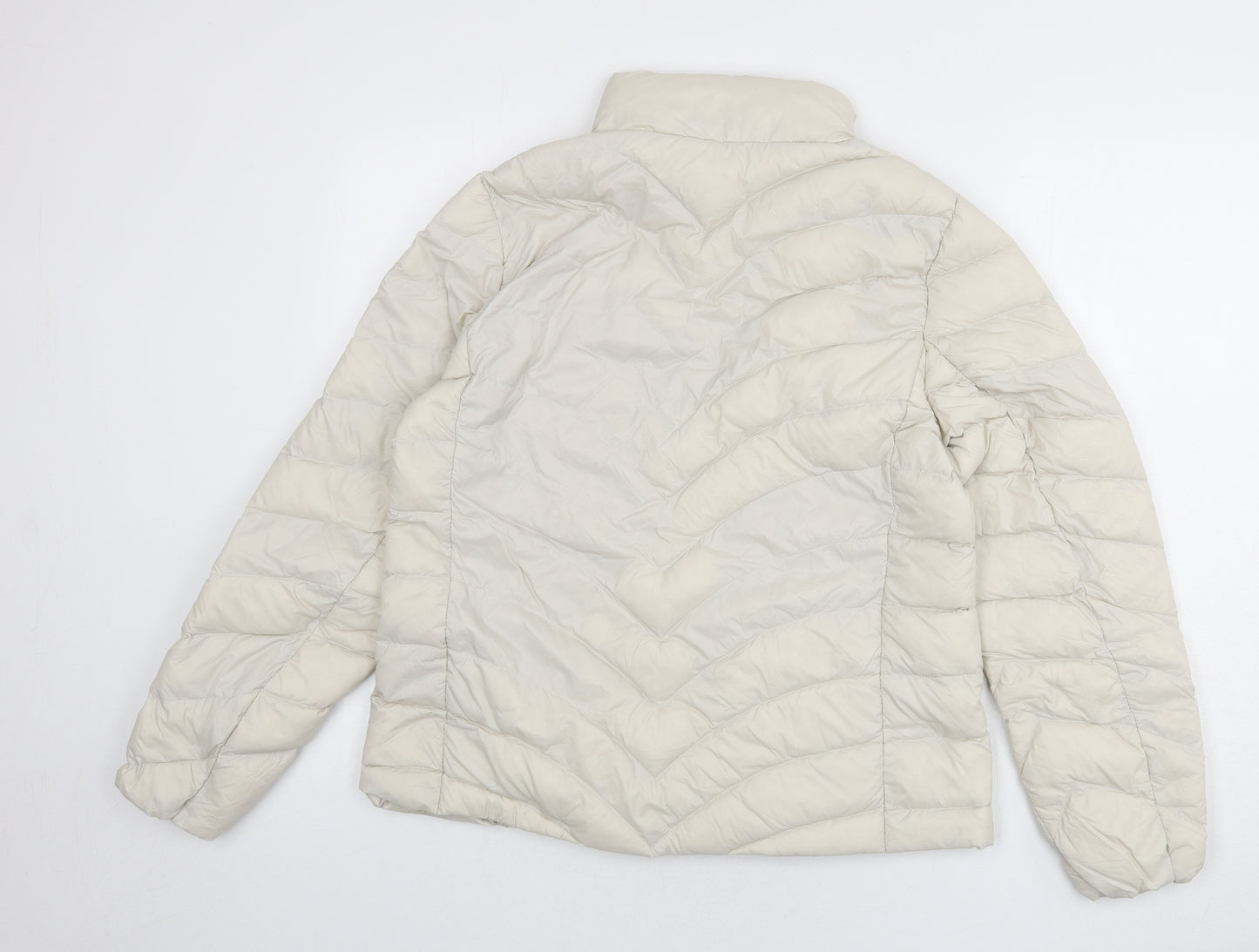 Marks and Spencer Womens Ivory Puffer Jacket Coat Size 14 Zip