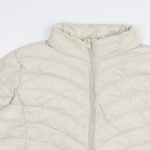 Marks and Spencer Womens Ivory Puffer Jacket Coat Size 14 Zip