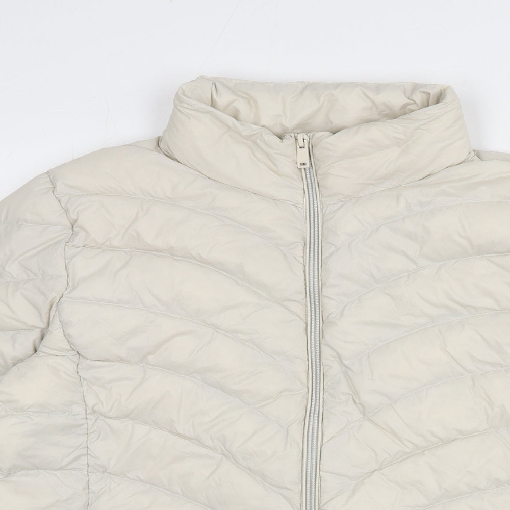 Marks and Spencer Womens Ivory Puffer Jacket Coat Size 14 Zip