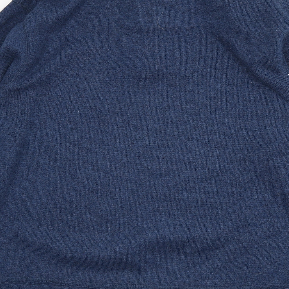 RJR.John Rocha Mens Blue Mock Neck Polyester Henley Jumper Size L Long Sleeve