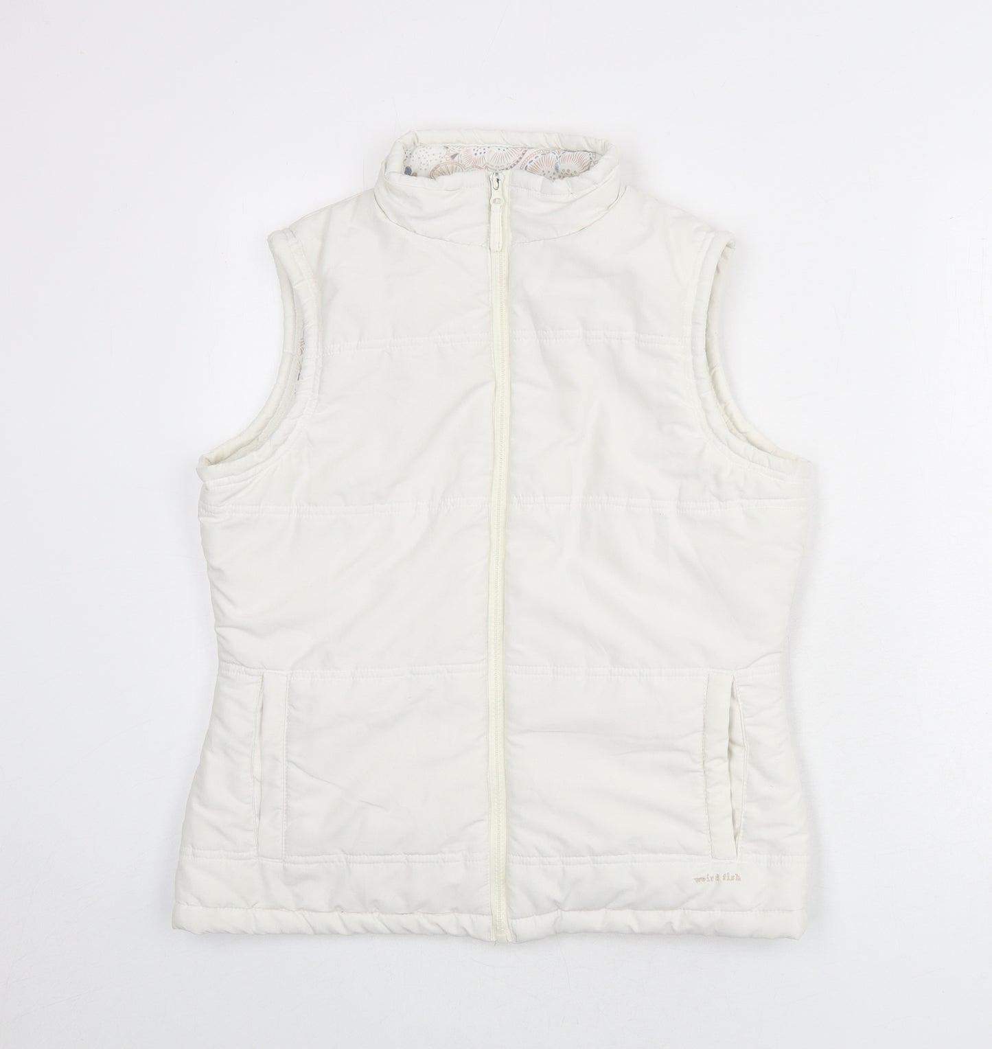 Weird Fish Womens White Gilet Coat Size 10 Zip