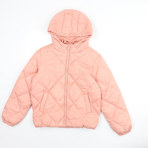 Marks and Spencer Girls Pink Puffer Jacket Coat Size 11-12 Years Zip