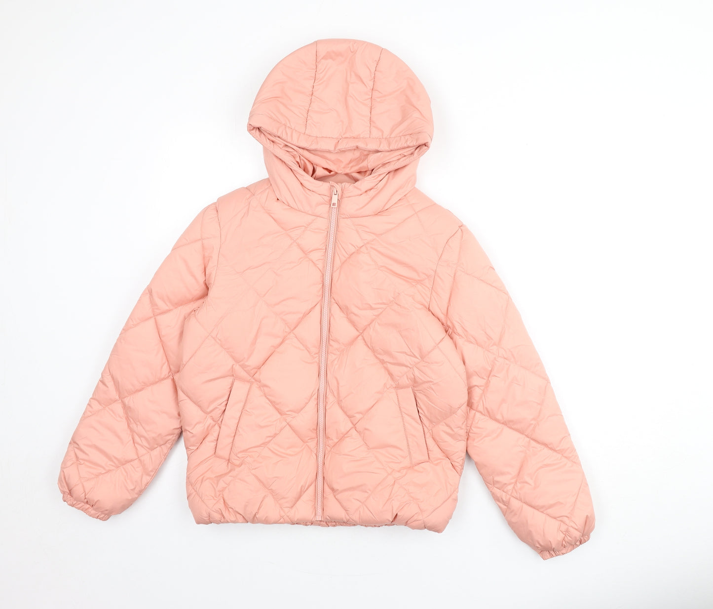 Marks and Spencer Girls Pink Puffer Jacket Coat Size 11-12 Years Zip