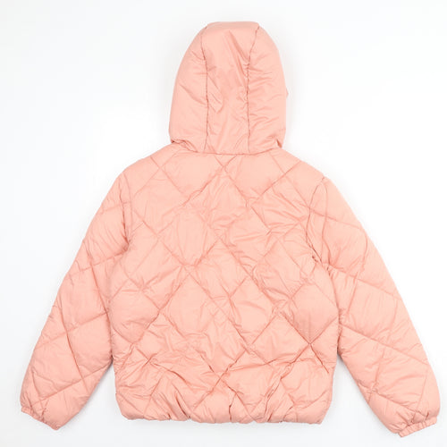 Marks and Spencer Girls Pink Puffer Jacket Coat Size 11-12 Years Zip