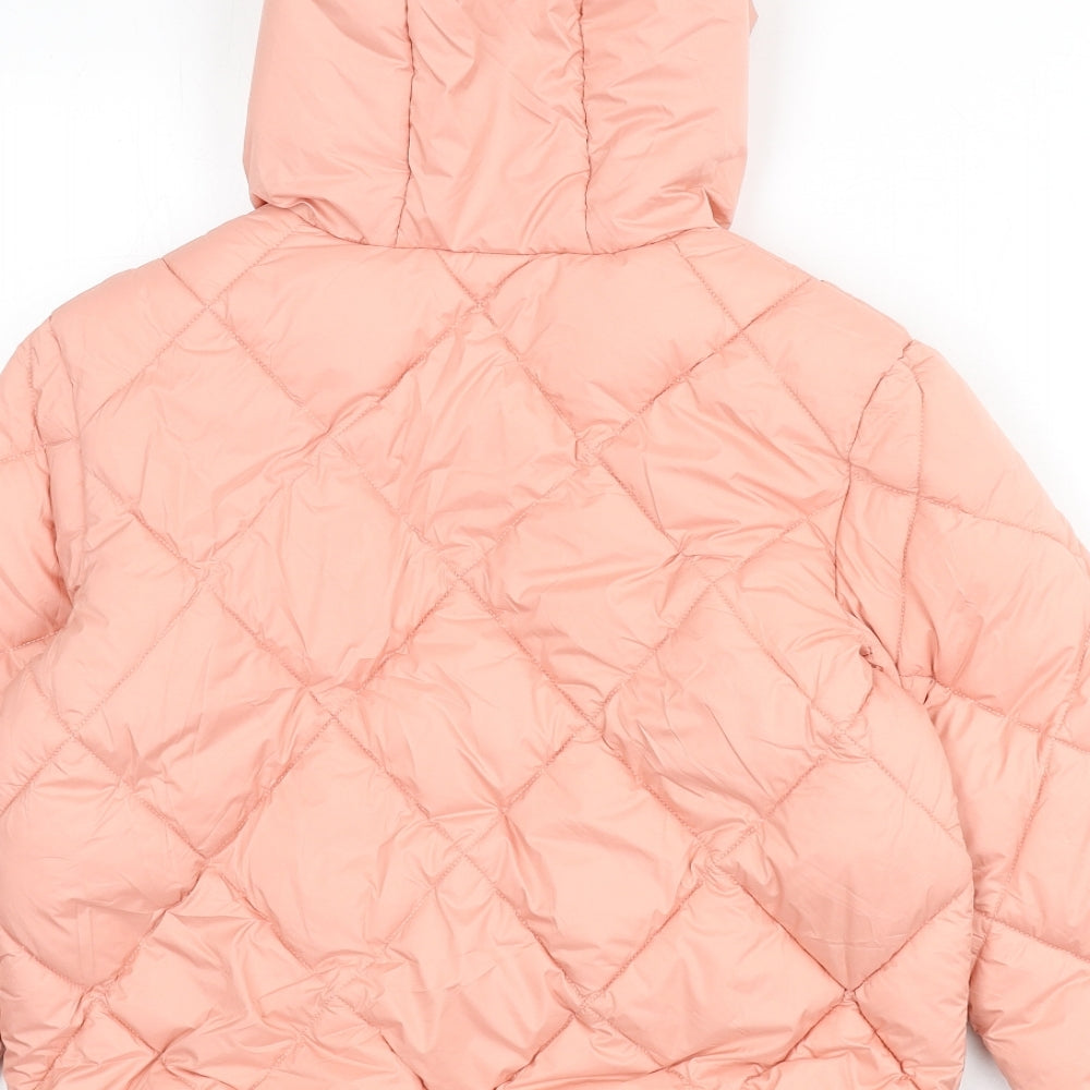 Marks and Spencer Girls Pink Puffer Jacket Coat Size 11-12 Years Zip