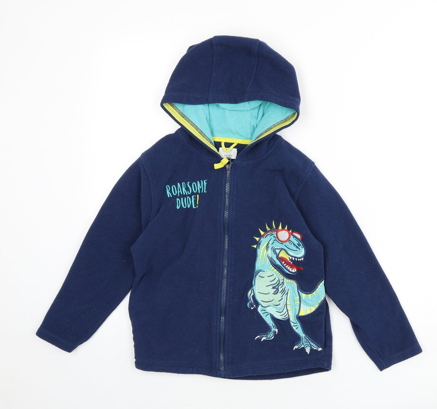 EWM Boys Blue Jacket Size 7-8 Years Zip - Roarsome Dude!, Dinosaur