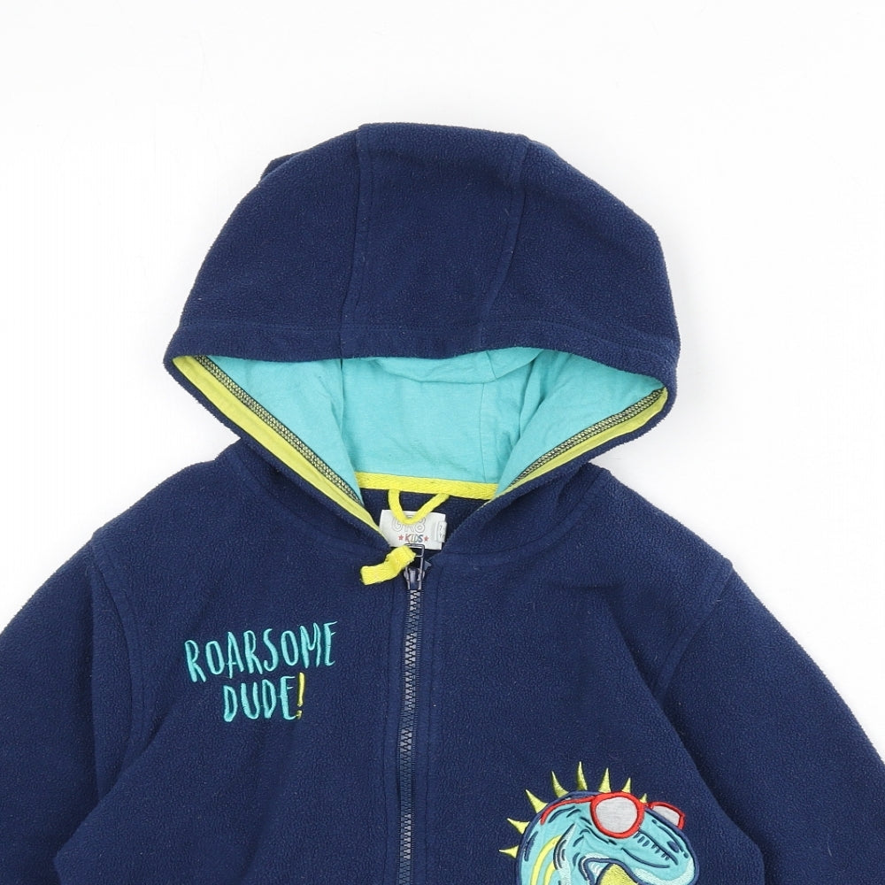 EWM Boys Blue Jacket Size 7-8 Years Zip - Roarsome Dude!, Dinosaur
