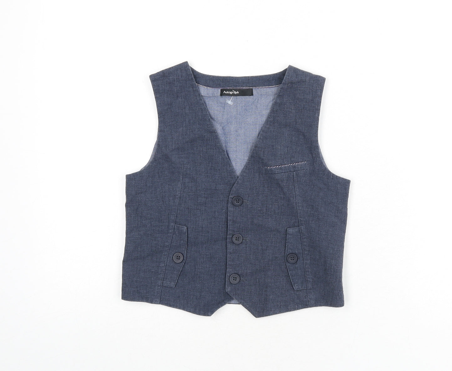 Autograph Boys Blue Jacket Waistcoat Size 4-5 Years Button