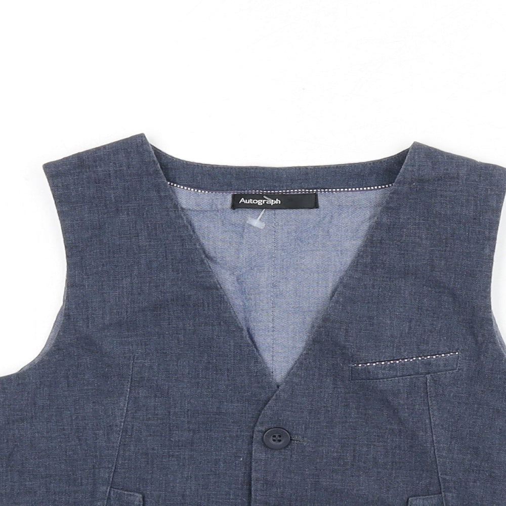 Autograph Boys Blue Jacket Waistcoat Size 4-5 Years Button