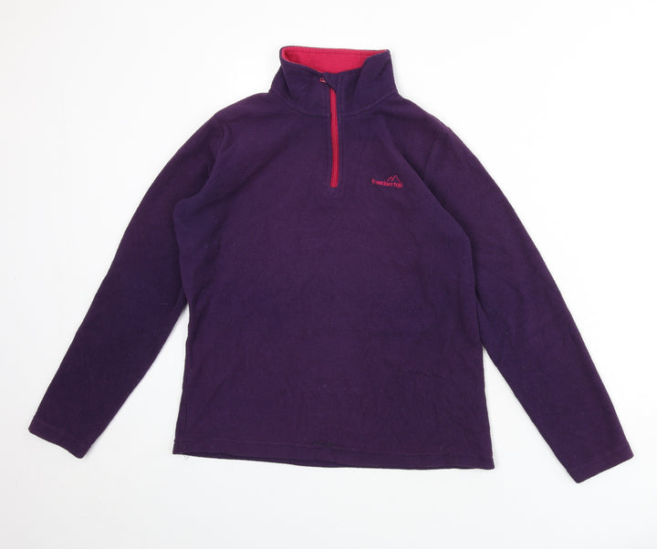 Freedom Trail Womens Purple Polyester Pullover Sweatshirt Size 10 Zip