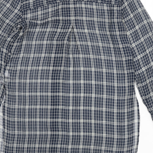 NEXT Womens Blue Plaid Polyester Basic Button-Up Size 6 Collared