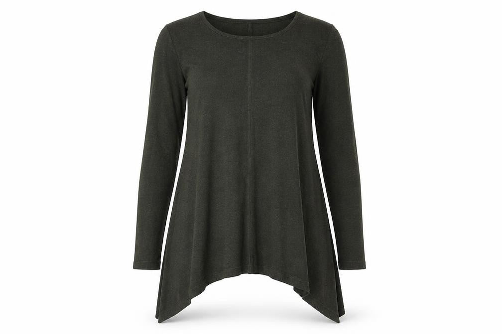 Front view of Kenar women’s green round neck viscose jumper, size S