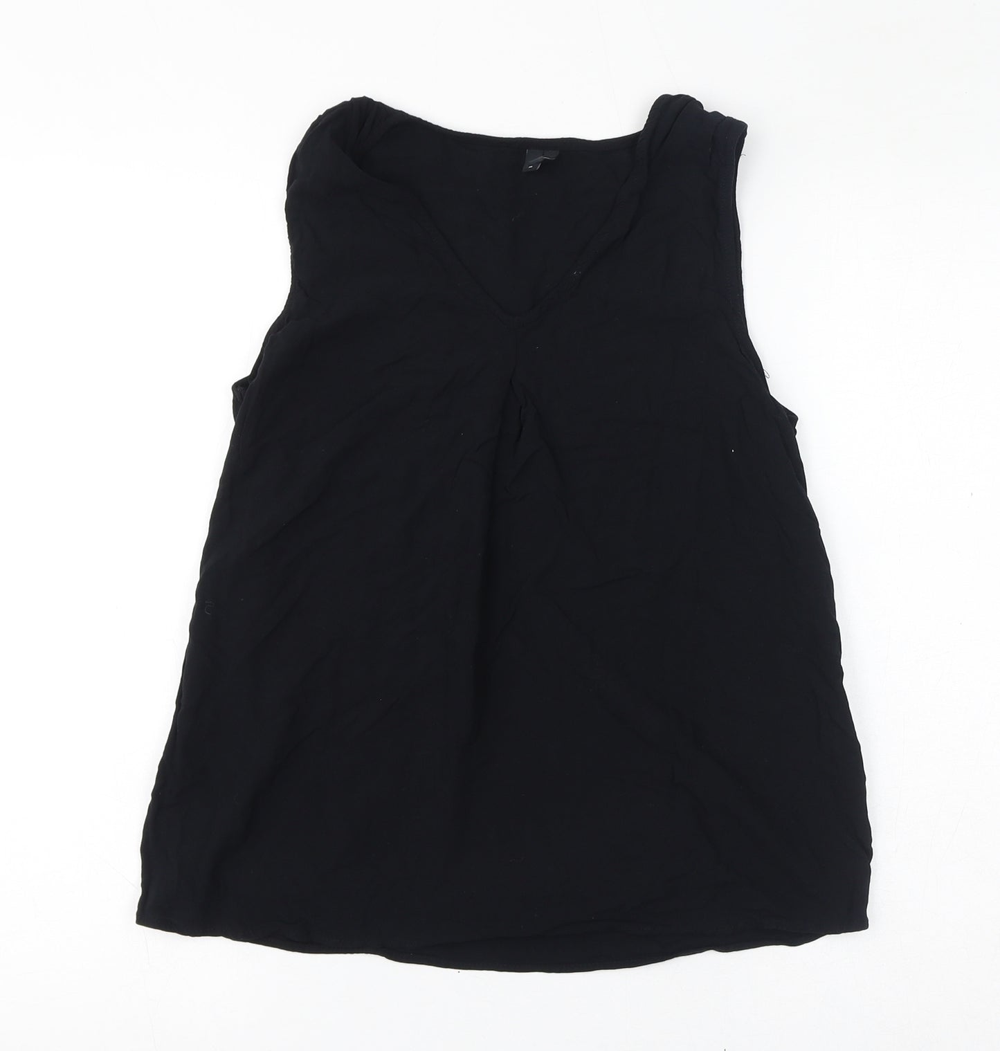 VERO MODA Womens Black Viscose Basic Tank Size M V-Neck