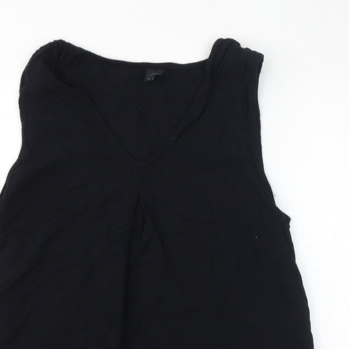 VERO MODA Womens Black Viscose Basic Tank Size M V-Neck