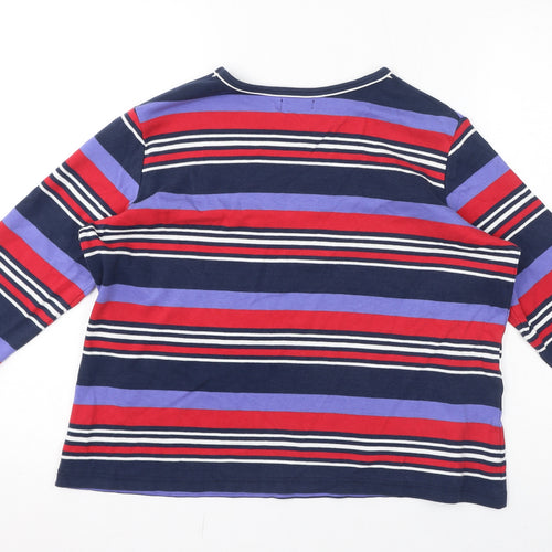 Damart Womens Multicoloured Striped Cotton Basic T-Shirt Size 14 Round Neck - Size 14-16
