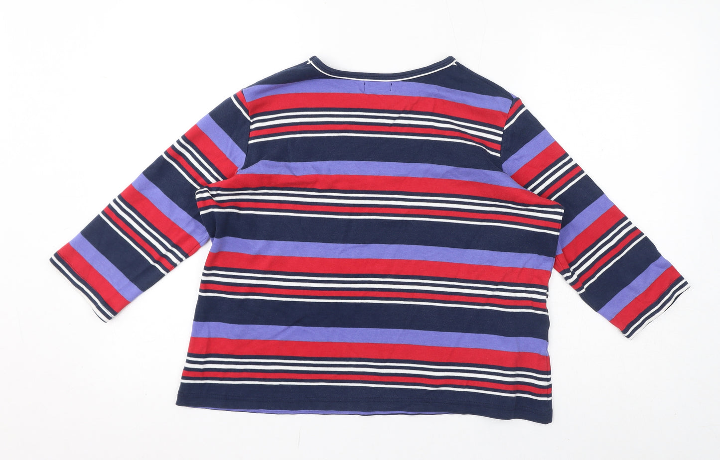 Damart Womens Multicoloured Striped Cotton Basic T-Shirt Size 14 Round Neck - Size 14-16