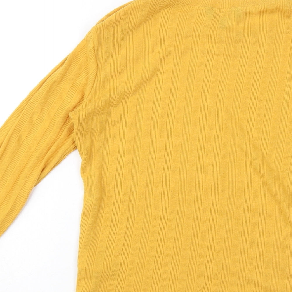 New Look Womens Yellow Polyester Basic T-Shirt Size 12 Round Neck