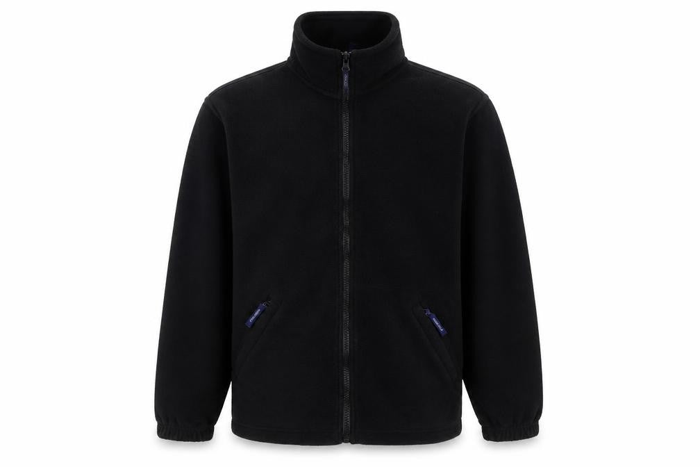 Front view of Prouneek men’s black jacket, size S, zip