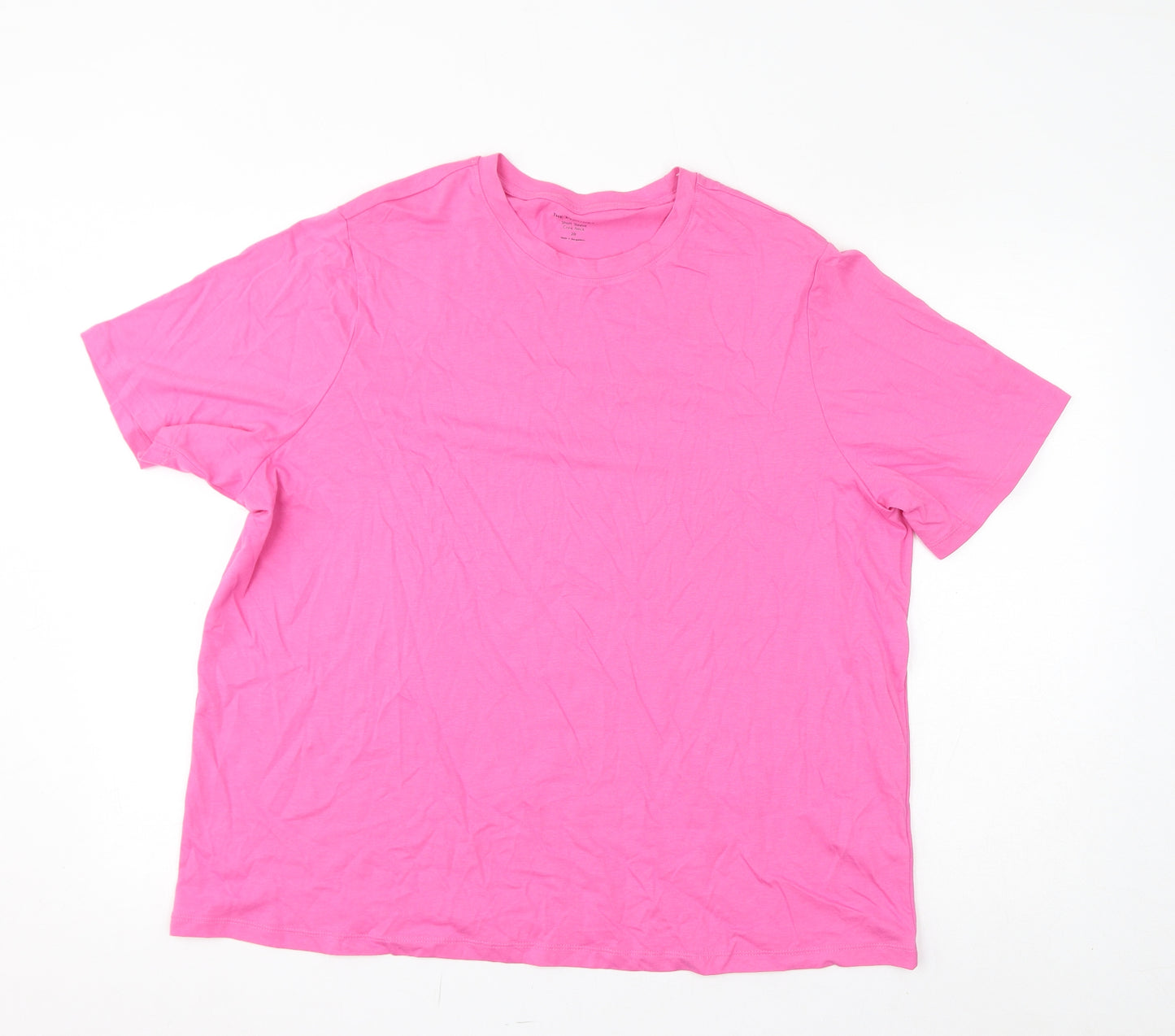 Marks and Spencer Womens Pink Cotton Basic T-Shirt Size 20 Round Neck