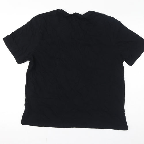 Marks and Spencer Womens Black Cotton Basic T-Shirt Size XL Round Neck