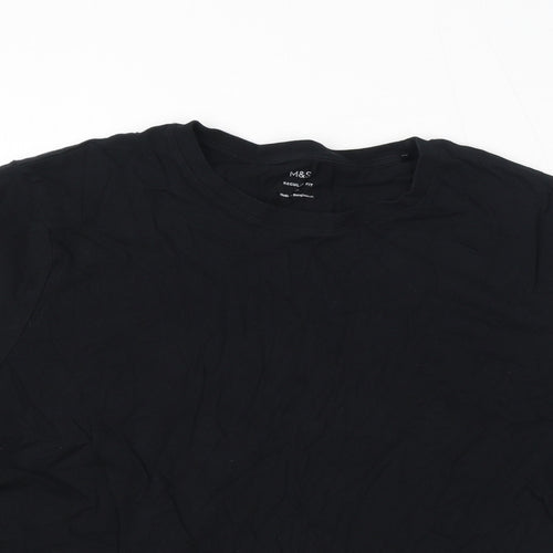 Marks and Spencer Womens Black Cotton Basic T-Shirt Size XL Round Neck