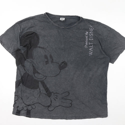 Disney Womens Grey Cotton Basic T-Shirt Size 20 Round Neck - Mickey Mouse