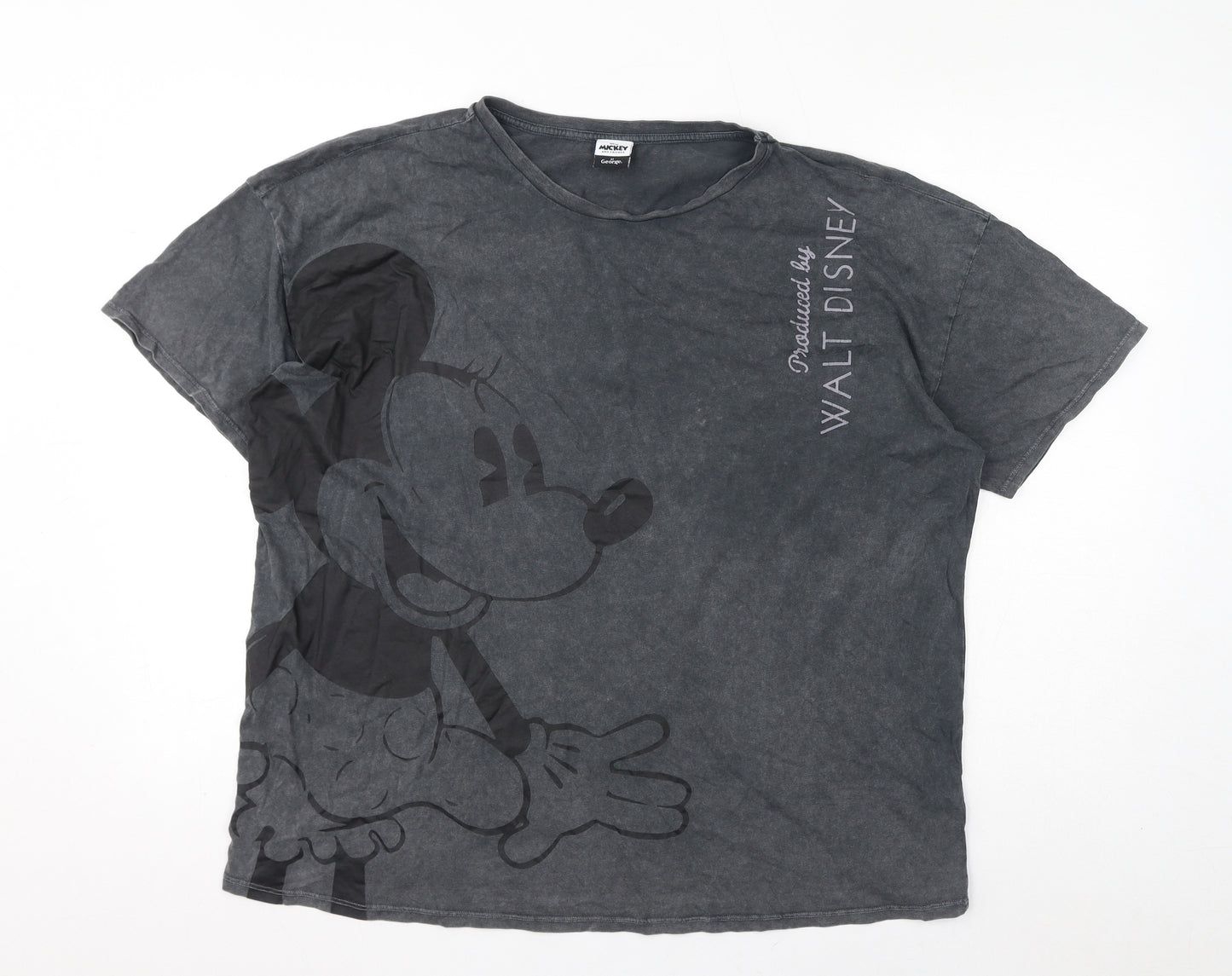 Disney Womens Grey Cotton Basic T-Shirt Size 20 Round Neck - Mickey Mouse